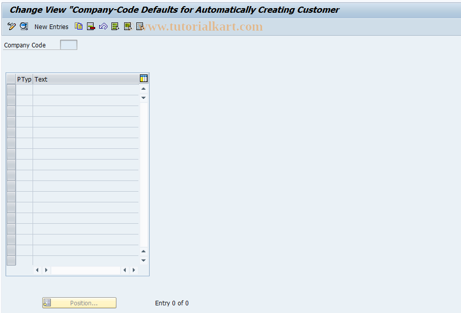 SAP TCode FZ92 - Customizing default-ProdTyp/CoCd(DW)