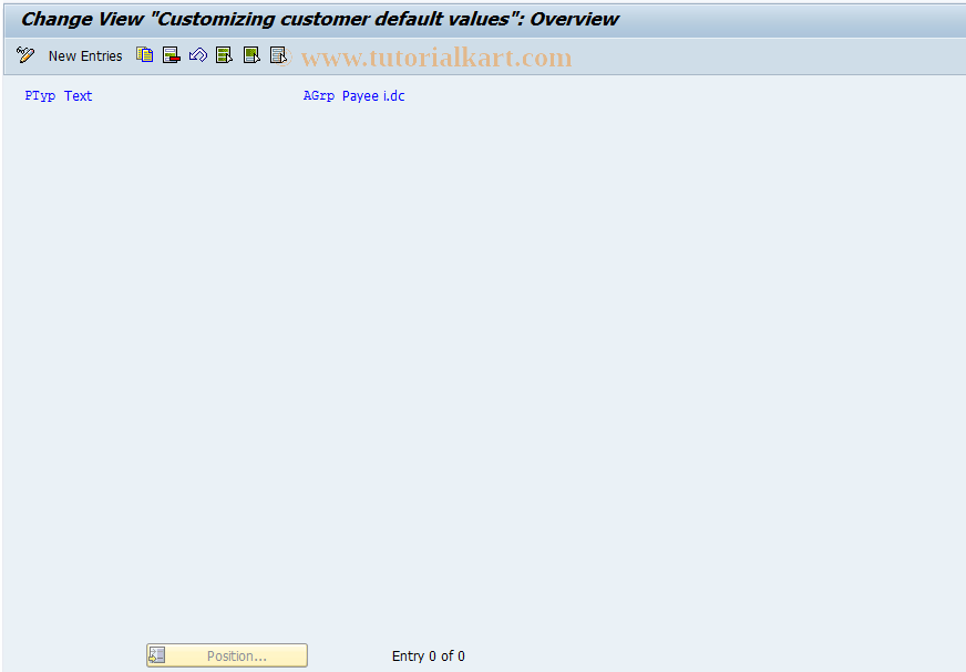 SAP TCode FZ95 - Customizing Default Value PART (DW)