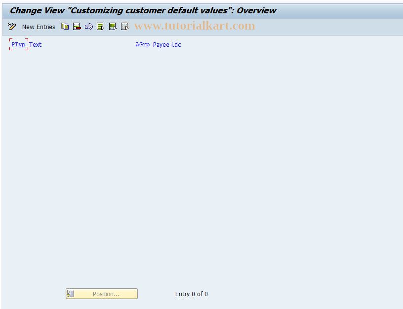 SAP TCode FZ96 - Customizing Default Value PART (DI)