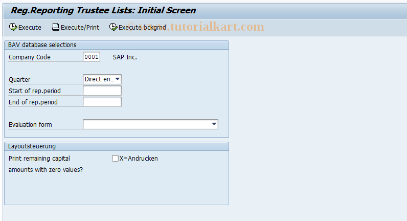 SAP TCode FZB4 - List of trustees