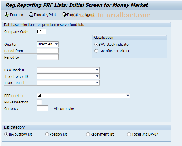 SAP TCode FZBI - BAV Reporting - Real Estate