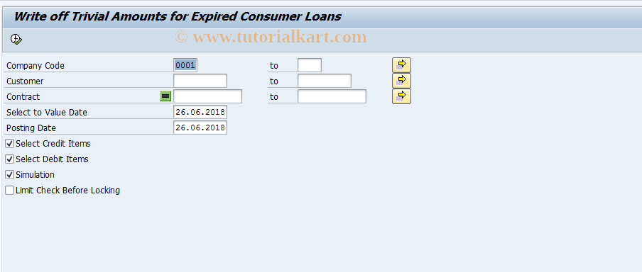 SAP TCode FZKB - Clear Trivial Amnts for Cons. Loans