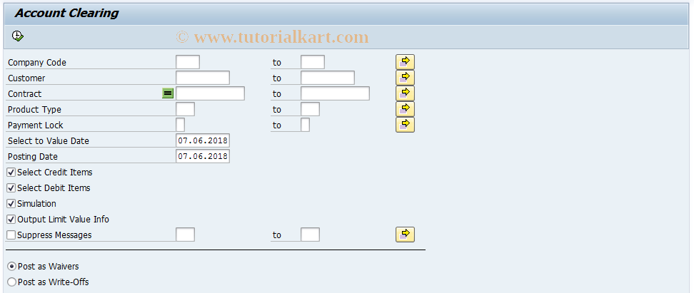 SAP TCode FZKL - Account Clearing Loans