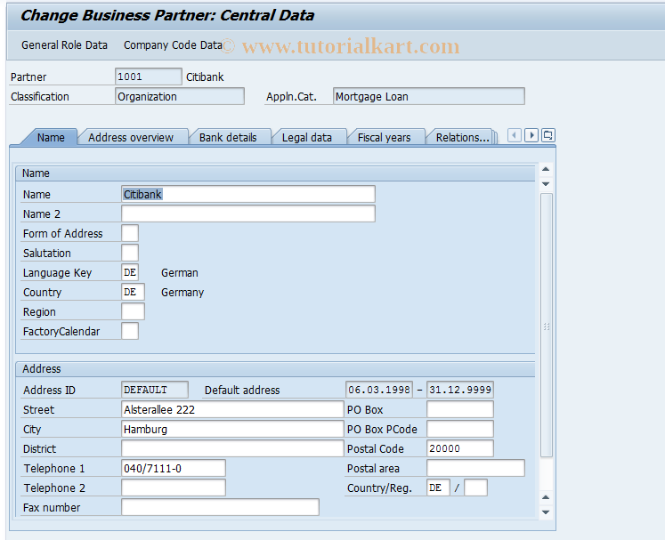 SAP TCode FZPB - Change Partner in Role