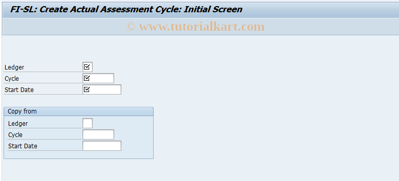 SAP TCode GA11 - Create FI-SL Actual Assessment