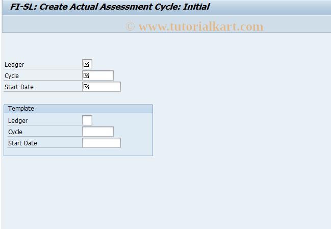SAP TCode GA11N - Create FI-SL Actual Assessment