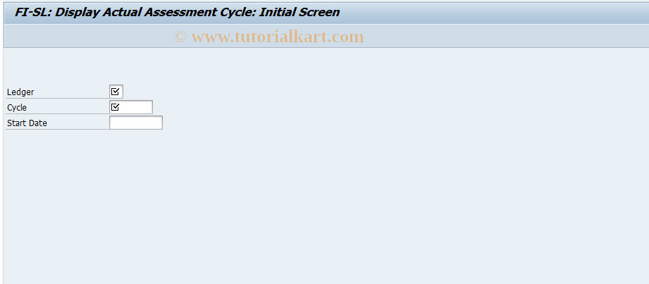 SAP TCode GA13 - Display FI-SL actual assessment