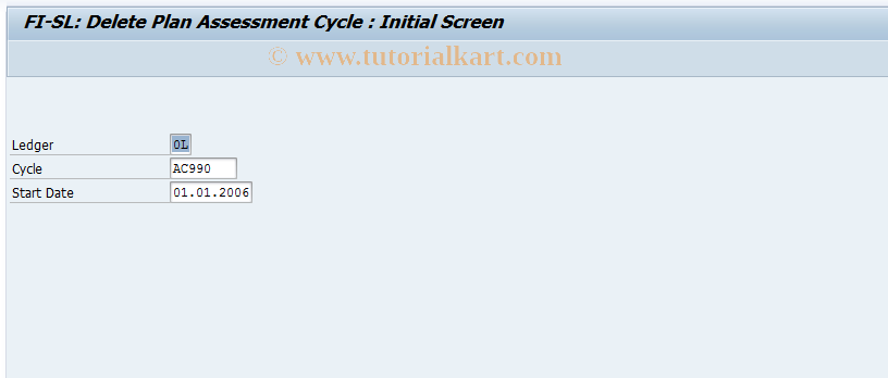 SAP TCode GA2A - Delete FI-SL Planned Assessment