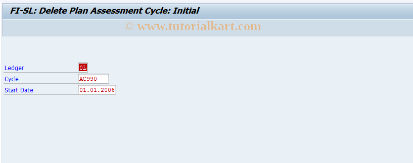 SAP TCode GA2AN - Delete FI-SL Planned Assessment