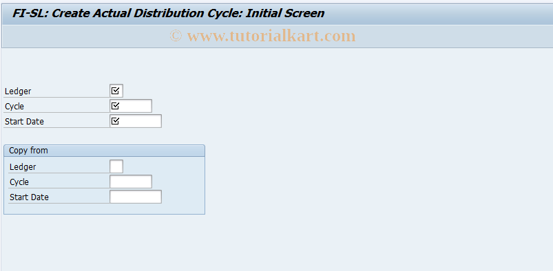 SAP TCode GA31 - Create FI-SL actual distribution