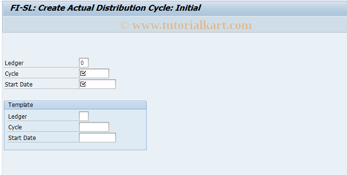SAP TCode GA31N - Create FI-SL Actual Distribution