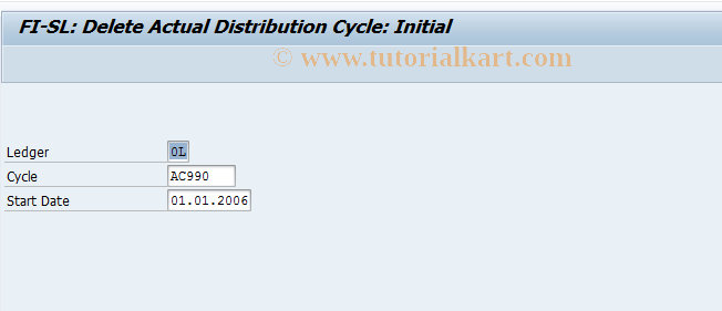 SAP TCode GA34N - Delete FI-SL Actual Distribution