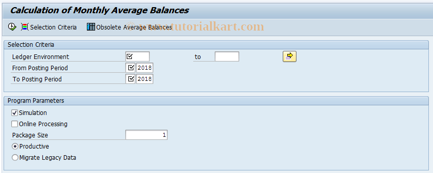 SAP TCode GADBAVG - ADB Calculate Monthly Averages