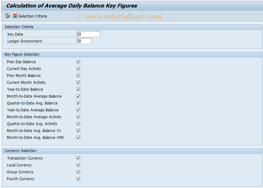 SAP TCode GADBKFC - Calculate ADB Key Figures