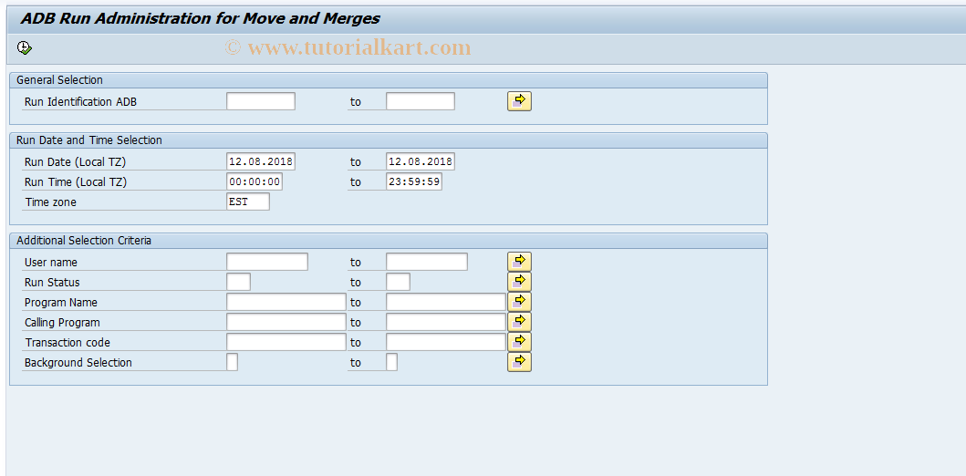 SAP TCode GADBMMLIST - List of ADB Move and Merges