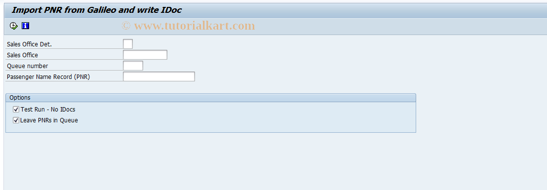 SAP TCode GALILEO_SYNCH - Synchronization of Galileo PNRs