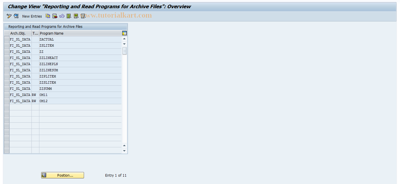 SAP TCode GAR8 - RW/RP Reports for FI-SL Archives