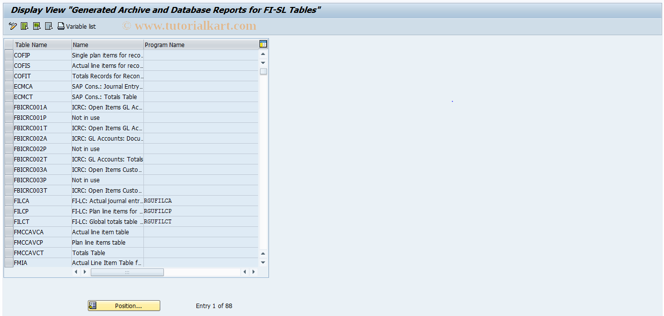 SAP TCode GAR9 - Generate FI-SL Archive/DB Reports