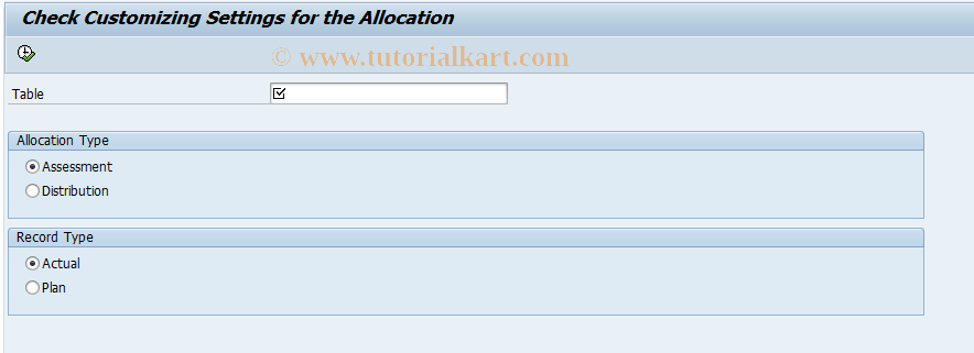 SAP TCode GCA9 - Check allocation customizing