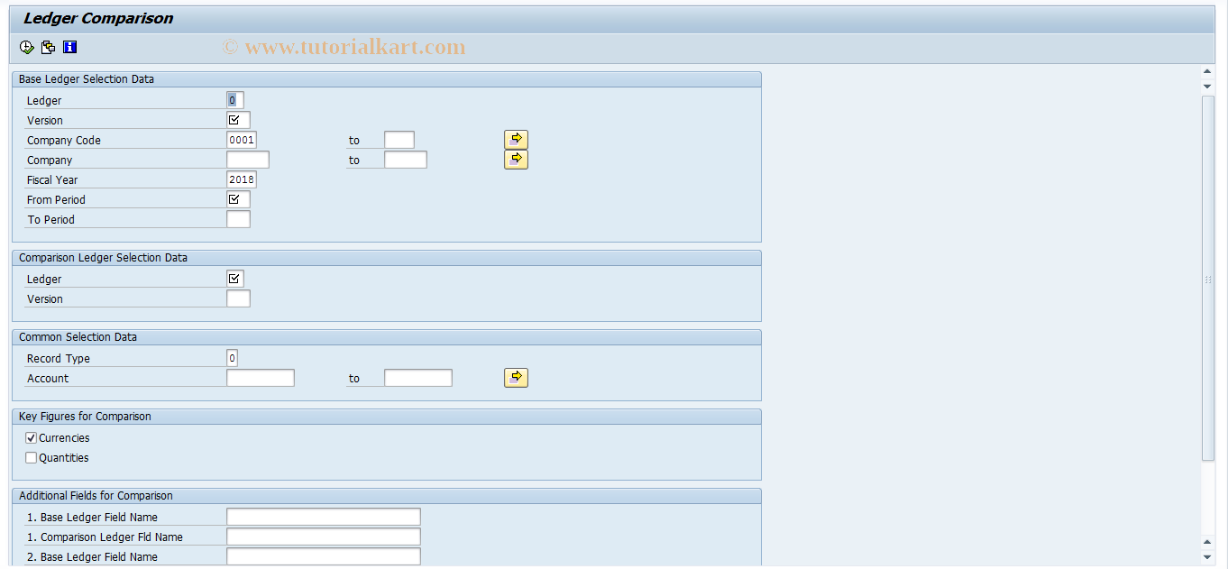 SAP TCode GCAC - Ledger comparison