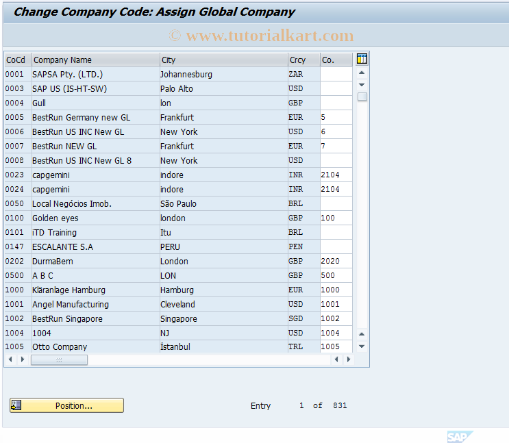SAP TCode GCB1 - Change FI-SL Customizing Comp. Code