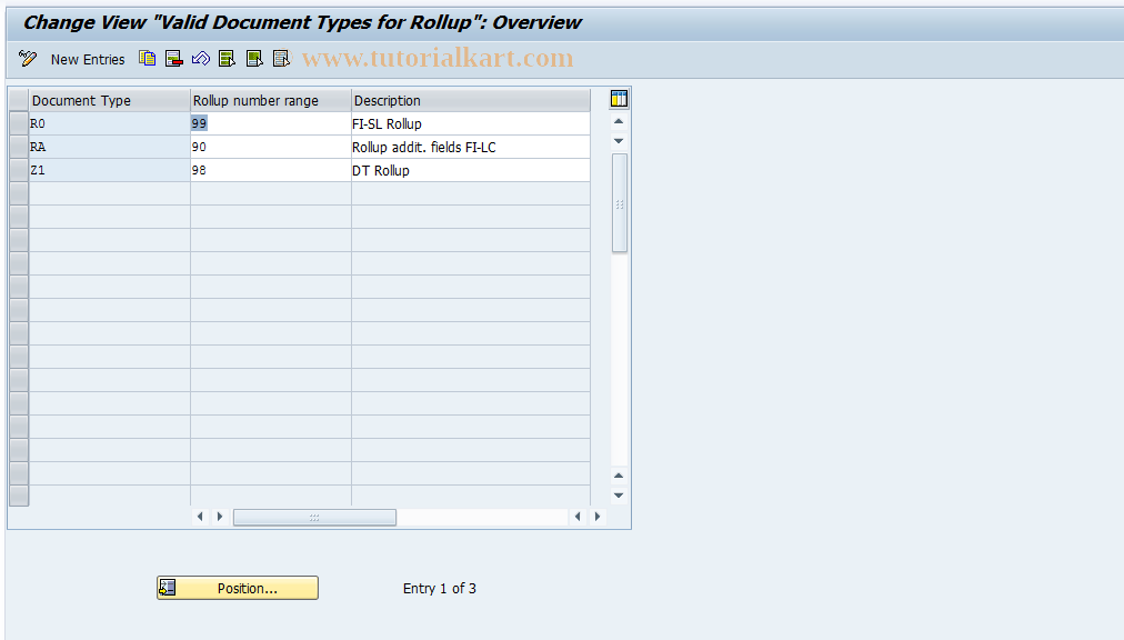SAP TCode GCBR - Document Types for Rollup