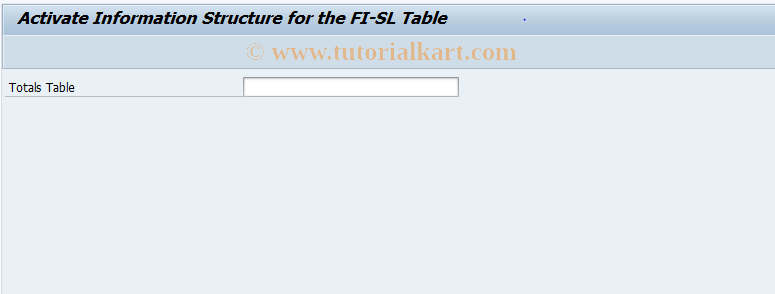 SAP TCode GCBW1 - Generate TransStruct. for Totals Tbl