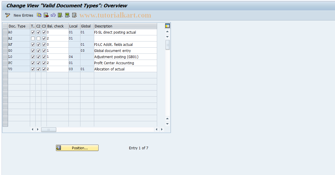 SAP TCode GCBX - FI-SL: Valid Document Types