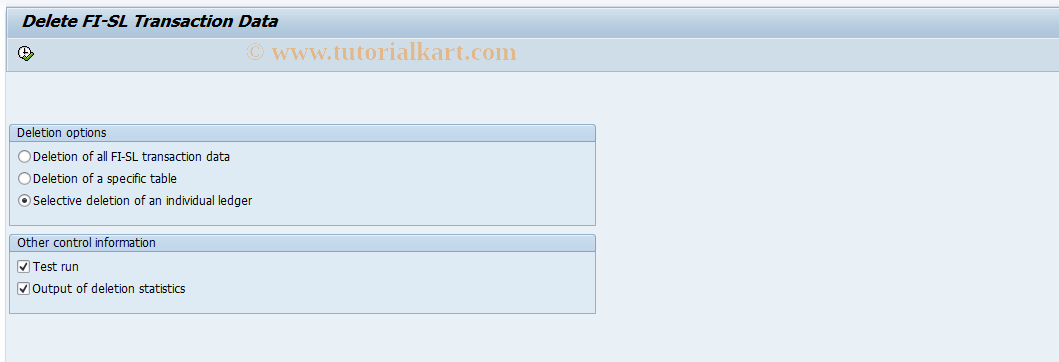 SAP TCode GCDF - Delete FI-SL Transaction Data
