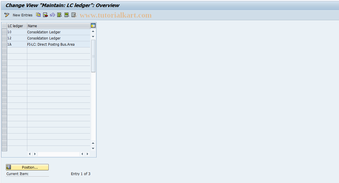 SAP TCode GCEA - Maintain FI-LC ledgers