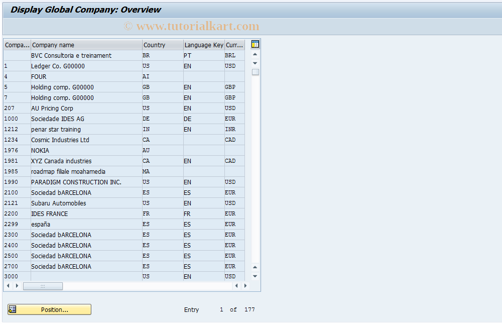 SAP TCode GCG3 - Display FI-SL Customizing Glob.Comp