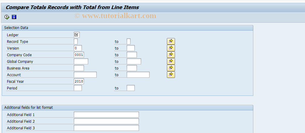 SAP TCode GCGS - Reconciliation of Total Line Items