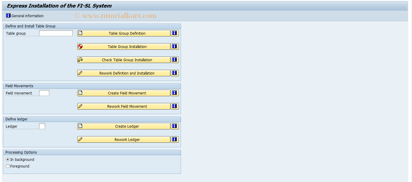 SAP TCode GCIQ - Quick installation FI-SL