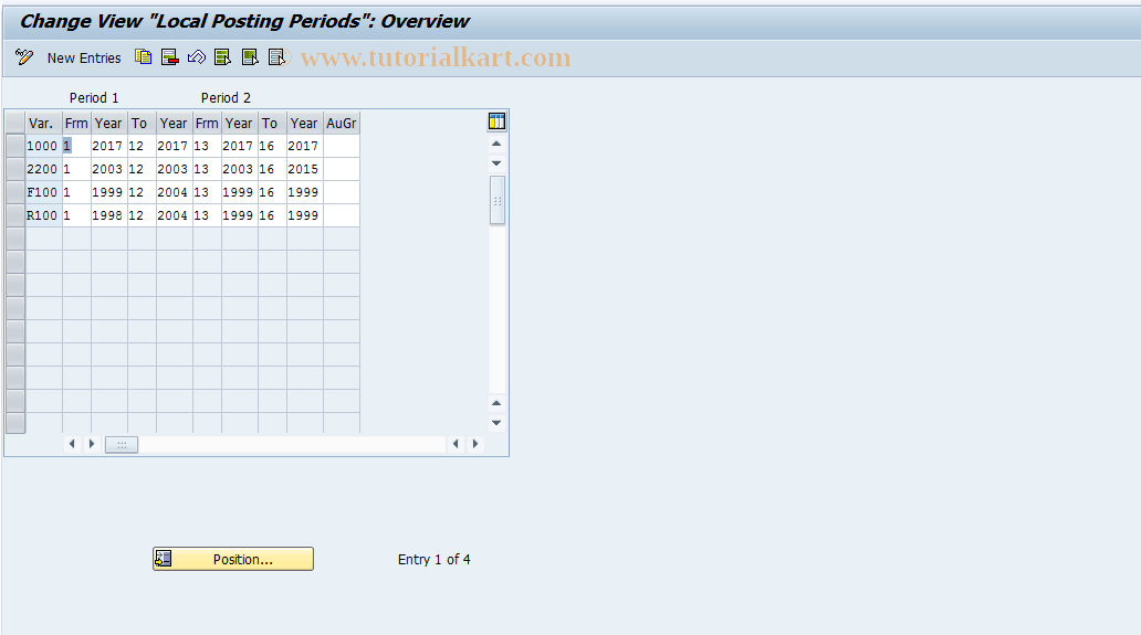 SAP TCode GCP1 - FI-SL: Local Posting Periods