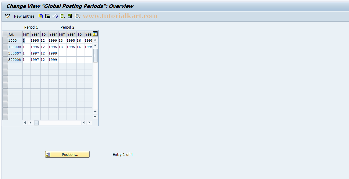 SAP TCode GCP2 - FI-SL Customizing: T001C