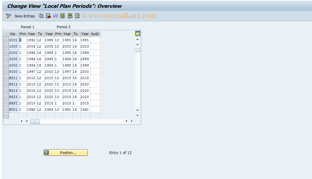 SAP TCode GCP5 - FI-SL: Local Plan Periods