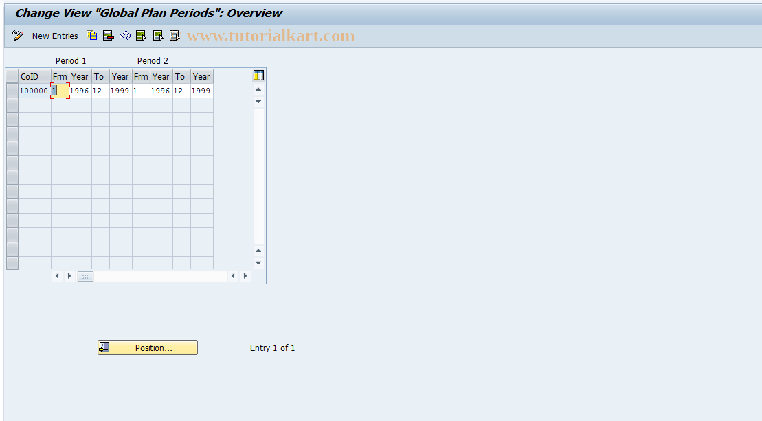 SAP TCode GCP6 - FI-SL: Global Plan Periods