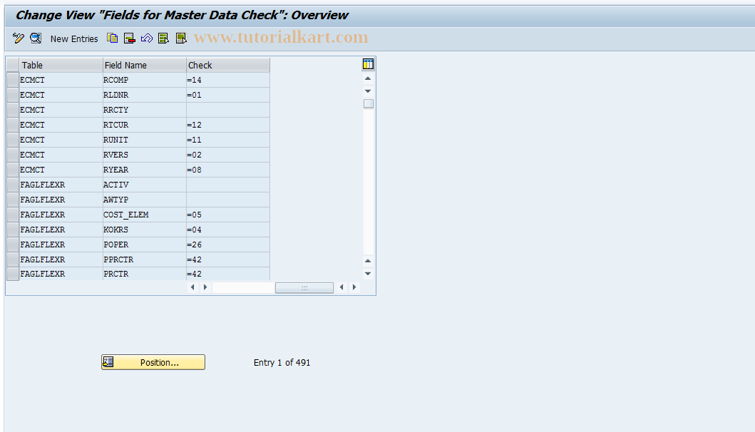 SAP TCode GCS1 - FI-SL: Master Data T800D