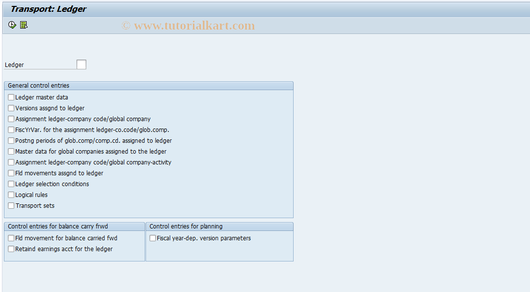 SAP TCode GCT1 - Transport Ledger