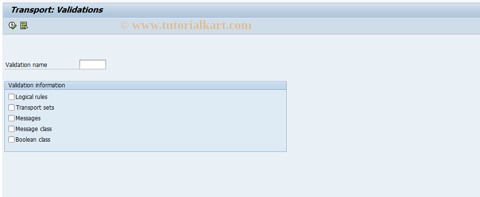 SAP TCode GCT9 - Transport of Validations