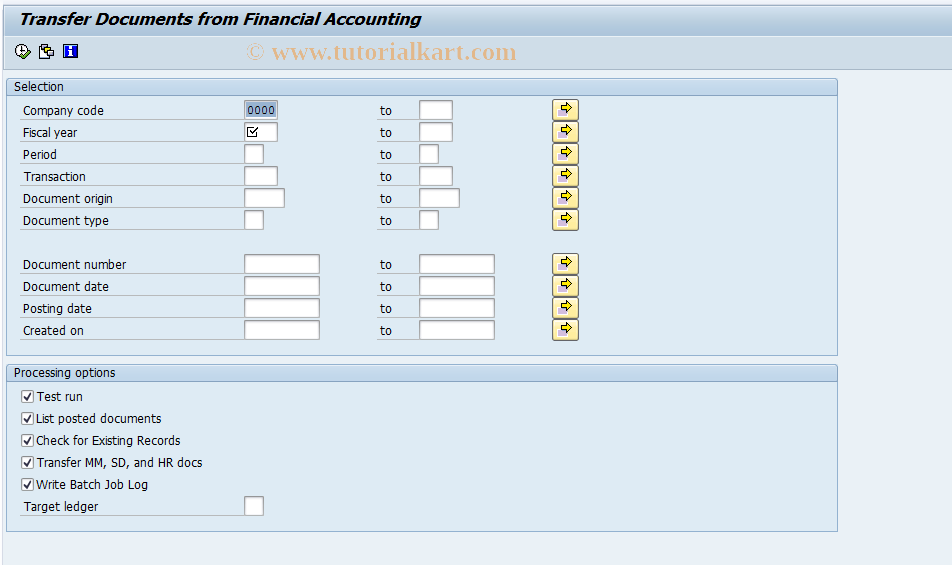 SAP TCode GCU1 - Data Transfer from FI