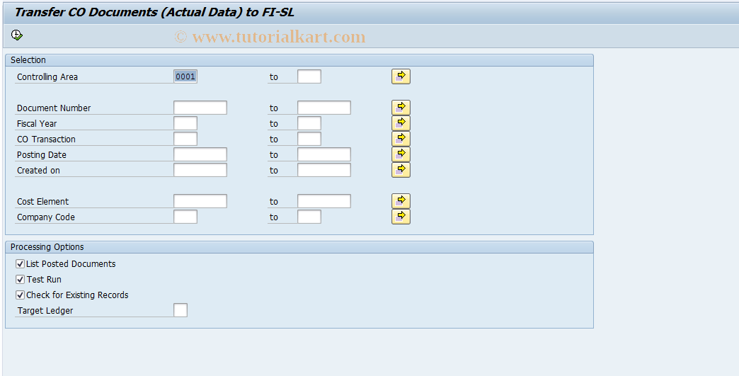 SAP TCode GCU3 - Transfer Data From CO