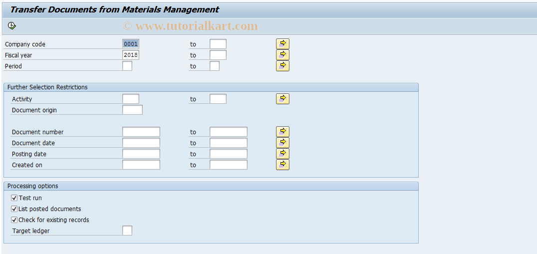 SAP TCode GCU4 - Subsequent Posting of Data From MM