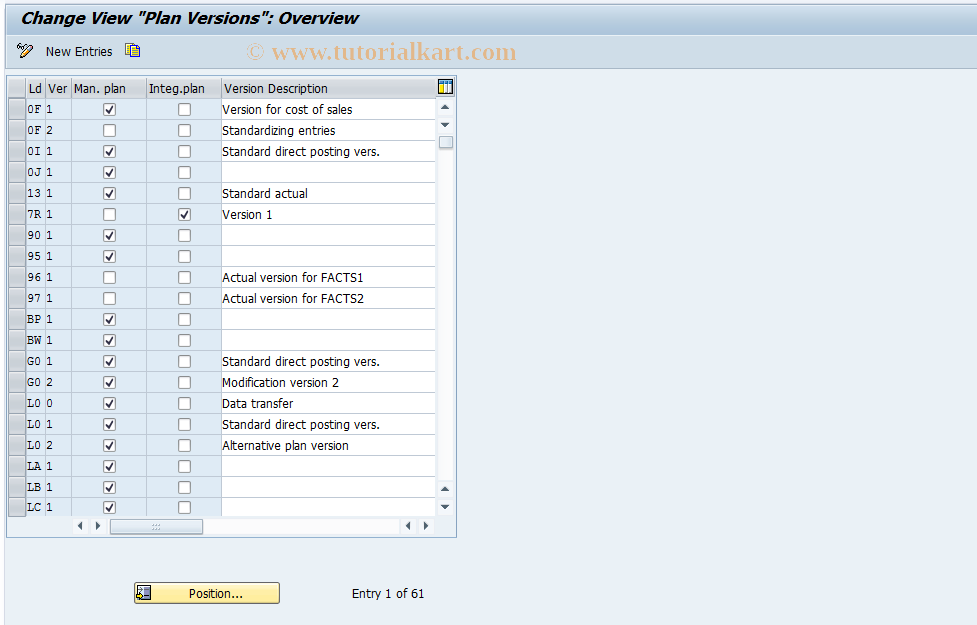 SAP TCode GCVP - FI-SL: Plan Periods