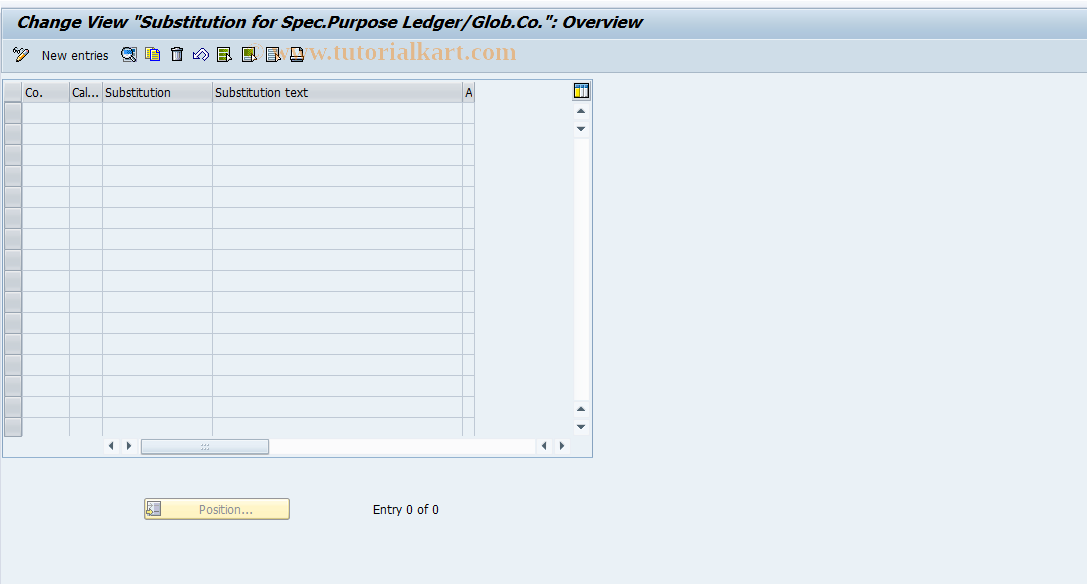 SAP TCode GCVY - FI-SL Substitution / Global