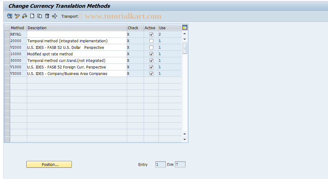 SAP TCode GCW4 - Sp.Purpose Ldgr Currency Translation