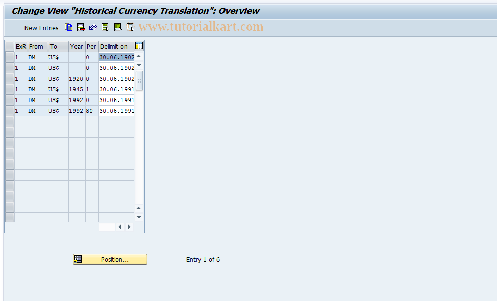 SAP TCode GCW5 - FI-SL: Historical Curr. Translation