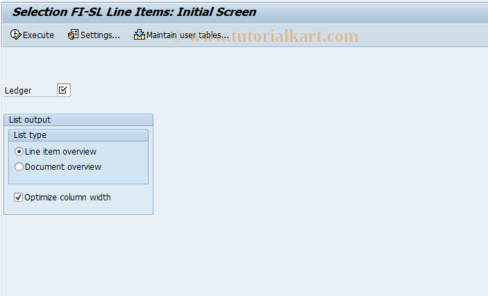 SAP TCode GD02 - FI-SL line item plan documents