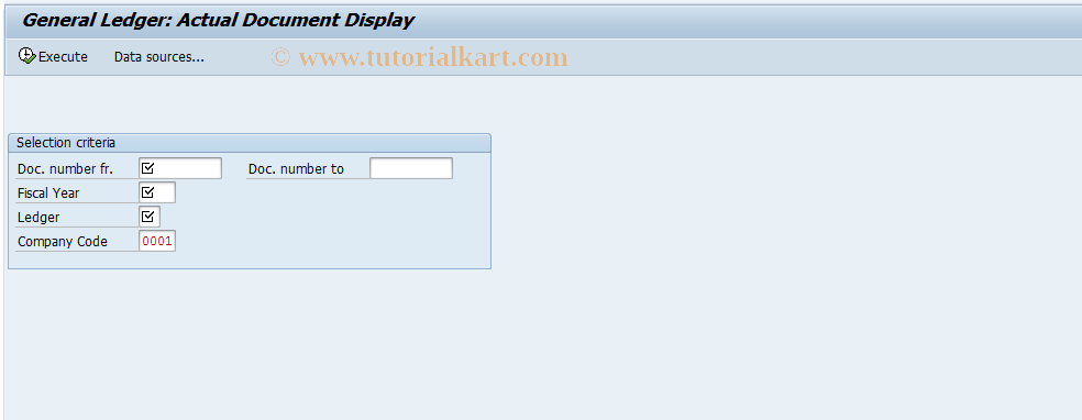 SAP TCode GD22 - Flex. G/L: Actual Document Display