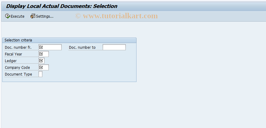 SAP TCode GD23 - FI-SL: Local Actual Document Display